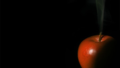 Smoke apples black background