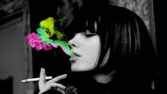Smoke Cigarettes smoking multicolor selective coloring
