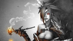 Smoke paintings fangs drawings drake pipes cleavage 