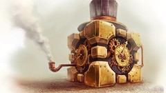 Smoke Portal steampunk clocks pipes artwork Aperture 