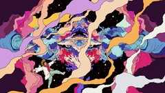 Smoke psychedelic multicolor surreal outer space artwork