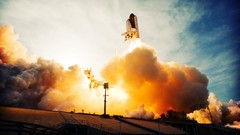 Smoke rocket shuttle launch NASA 2009