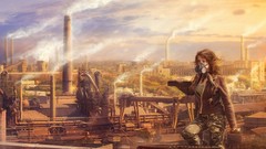 Smoke Roof gas pipes artwork fantasy art