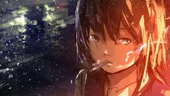 Smoking anime girls brown eyes brunettes short hair original 