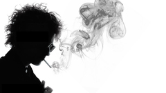 Smoking bob dylan grayscale