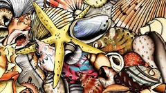 Snails shells starfish seashells artwork