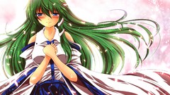 Snakes blush long hair anime girls blue eyes bangs flower 