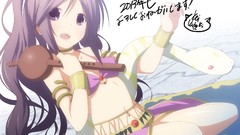 Snakes collar instruments long hair anime girls purple hair 