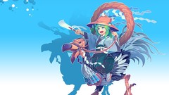 Snakes dress hats blue background Ropes shadows long hair anime 