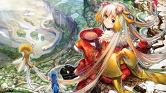 Snakes dress white hair long hair anime girls original 