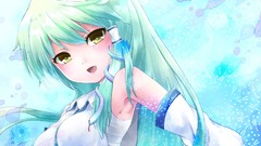 Snakes faces blush long hair anime girls armpits green eyes 