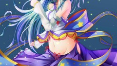 Snakes fireflies blue background navel skirts blush blue hair 