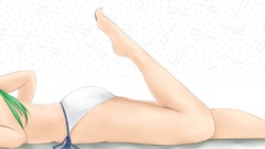 Snakes long hair barefoot green eyes kochiya sanae green hair 