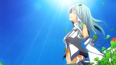 Snakes navel bows sunlight long hair anime girls closed eyes 