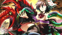 Snakes red eyes masks anime girls short hair touhou houjuu nue 