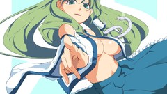 Snakes skirts long hair anime girls green eyes bangs kochiya 