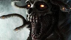 Snakes skulls demons digital art fantasy art