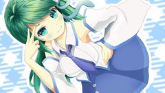 Snakes tie blue eyes kochiya sanae green hair touhou video games