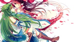 Snakes white background red eyes Ribbons bows long hair boots 