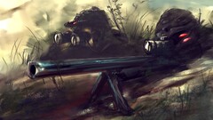 sniper rifle snipers soldier weapon artwork painting