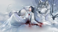 Snow Animals blood Wolves arrows creatures fantasy art