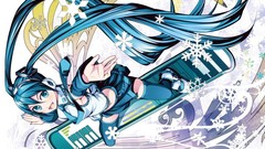 Snow Anime anime girls hatsune miku vocaloid twintails earmuffs 