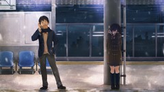 Snow anime girls crying phones artwork