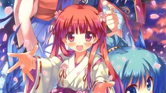 Snow Anime kimono masks scarfs long hair anime girls miko 