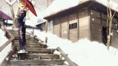 Snow Anime Umbrellas anime girls sayonara zetsubou sensei 