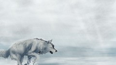 Snow Anime Wolves water drops artwork