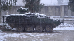 Snow Army military tanks