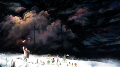 Snow artwork skyscapes anime