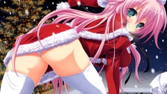 Snow ass Christmas blush anime girls blue eyes panties Santa 