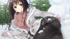 Snow ass long hair anime girls pantyhose panties miniskirts 