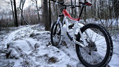 Snow bike Bicycles woods