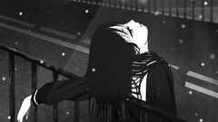 Snow black and white hell Anime roadside hell girl black hair 