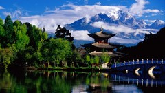 Snow black China historic asian architecture