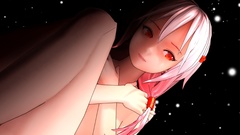 Snow black dark red eyes 3d pink hair long hair anime girls 
