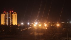 Snow blue wall gold flash window panes