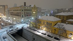 Snow cars buildings