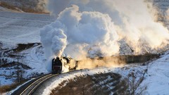 Snow China smoke bing trains Steam train