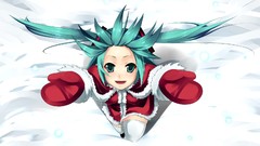 Snow Christmas gloves hatsune miku vocaloid twintails Santa 