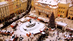 Snow Christmas Prague Europe cityscapes