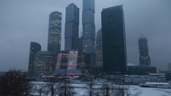 Snow cityscapes architecture fog