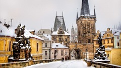 Snow cityscapes Bridges Europe