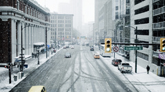 Snow cityscapes buildings