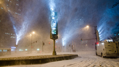 Snow cityscapes storm buildings