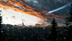 Snow clouds Castles sunlight spaceships skies forests