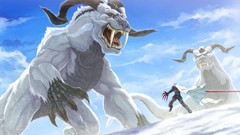 Snow clouds Monsters claws horns white hair beasts fantasy art 