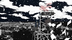 Snow clouds sky paper Radio cities anime girls scenic 